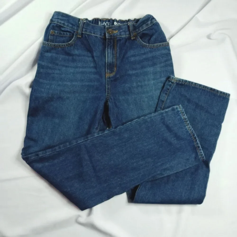 The Children's Place Boys Bootcut Jeans Adjustable Waist Cotton Denim Pant sz 14